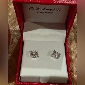 Diamond Cluster Stud Earrings